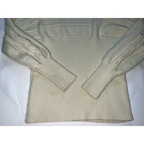 JOA Chunky Sweater Women Size Small Cream Cable Knit Ribbed Turtleneck Cabincore - Picture 4 of 13